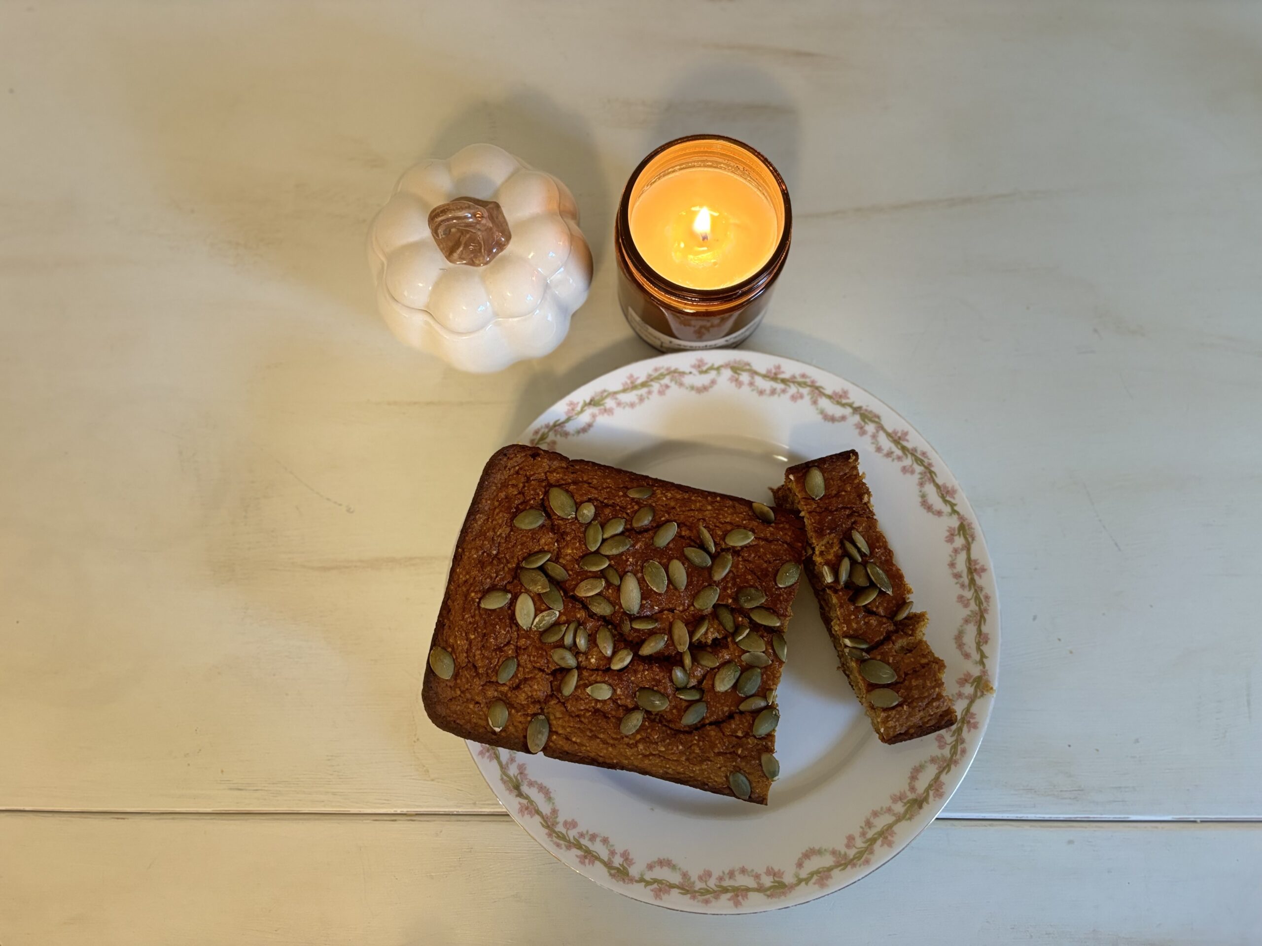 Pumpkin loaf out of pan, sliced