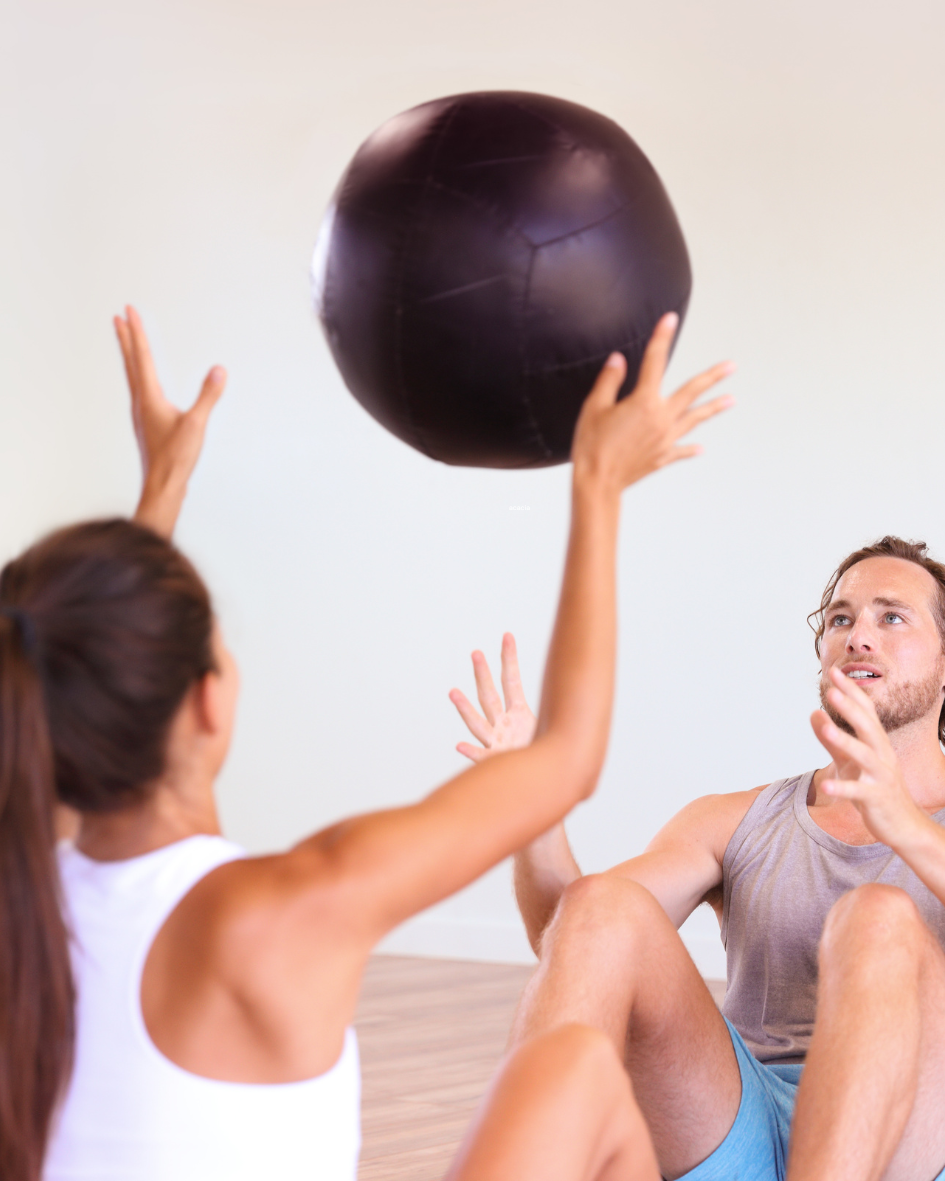 Two people working out together 