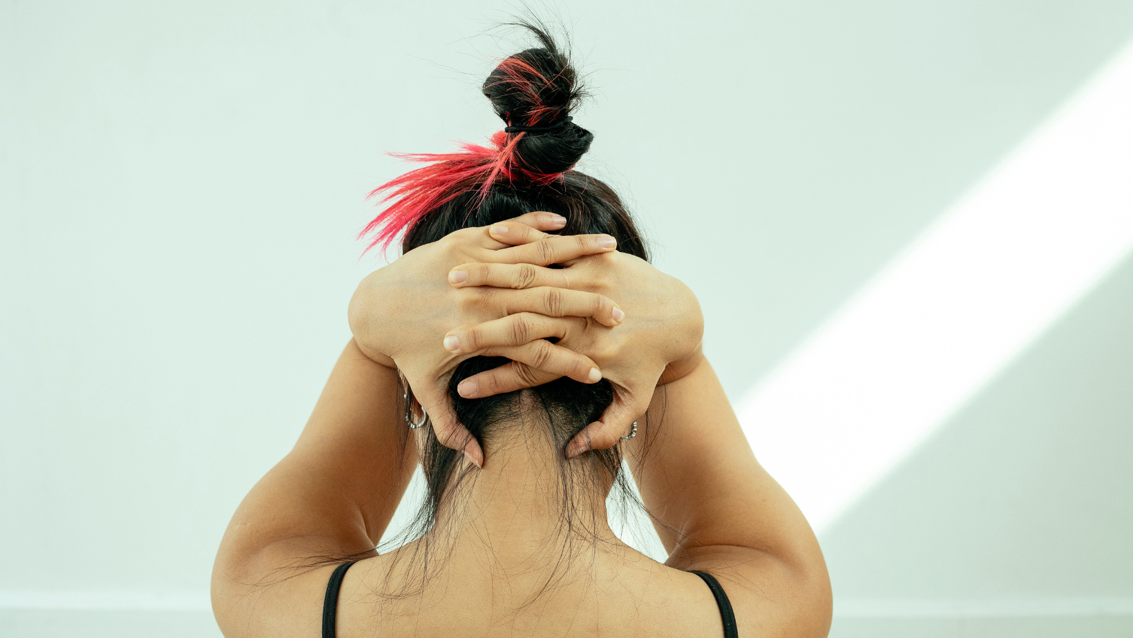 Woman stretching neck