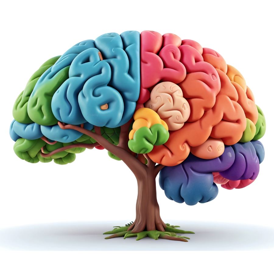 Colourful brain made out of clay