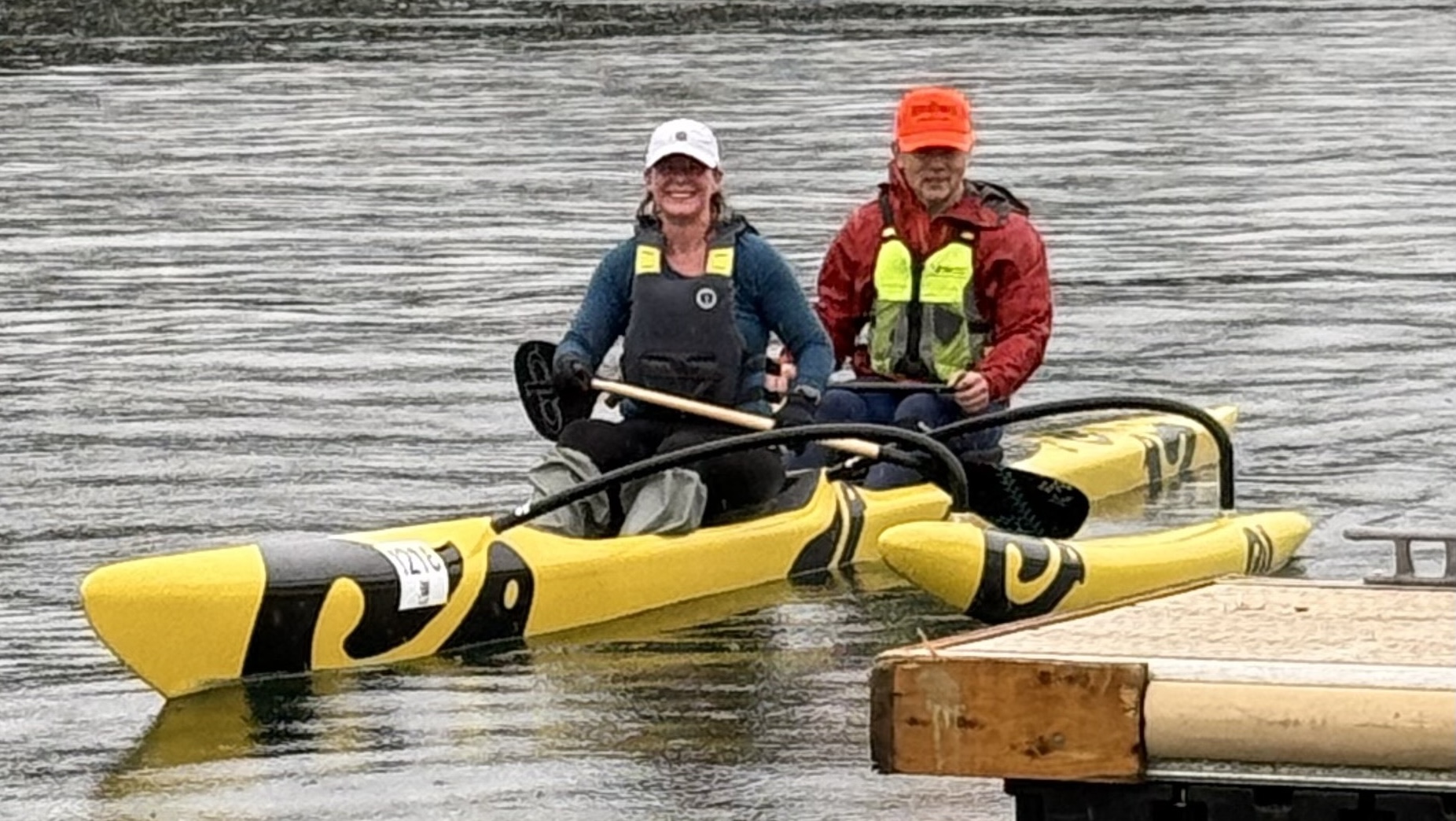 Teressa in an outrigger canoe in Victoria