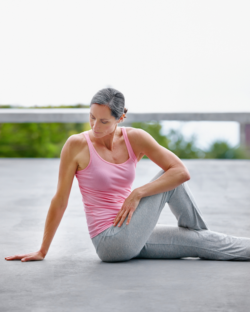 Woman doing gentle yoga twist