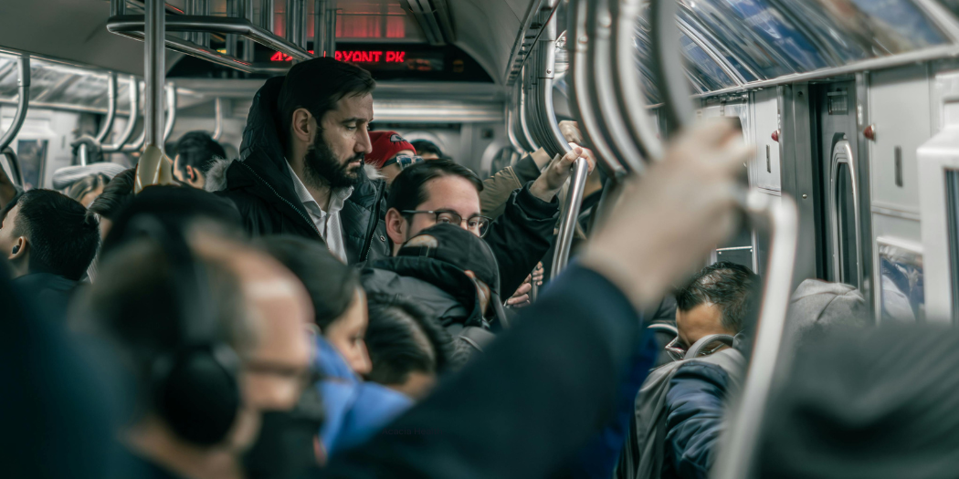 Crowded commuter train