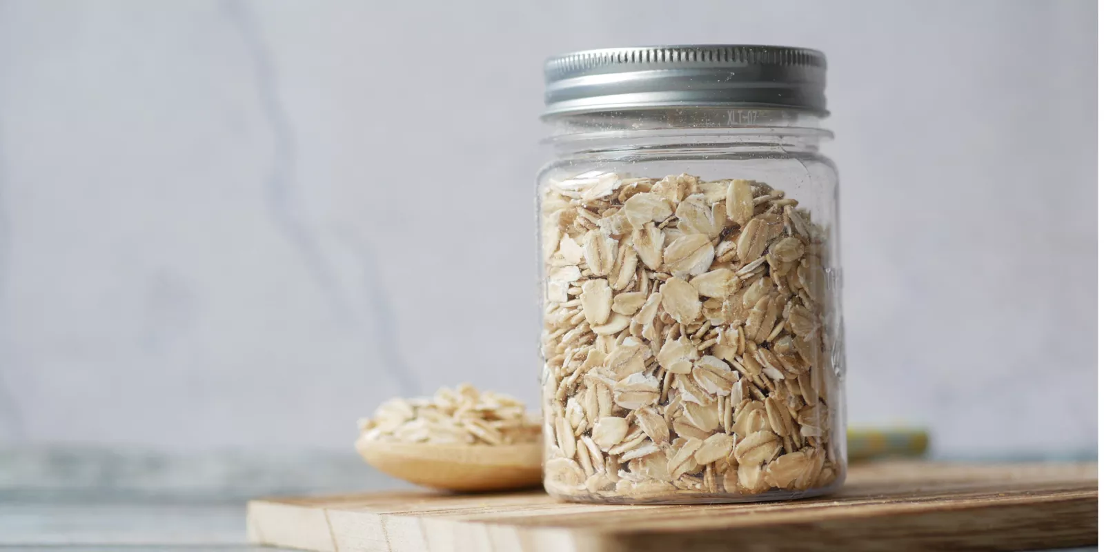 Jar of oats on the counter