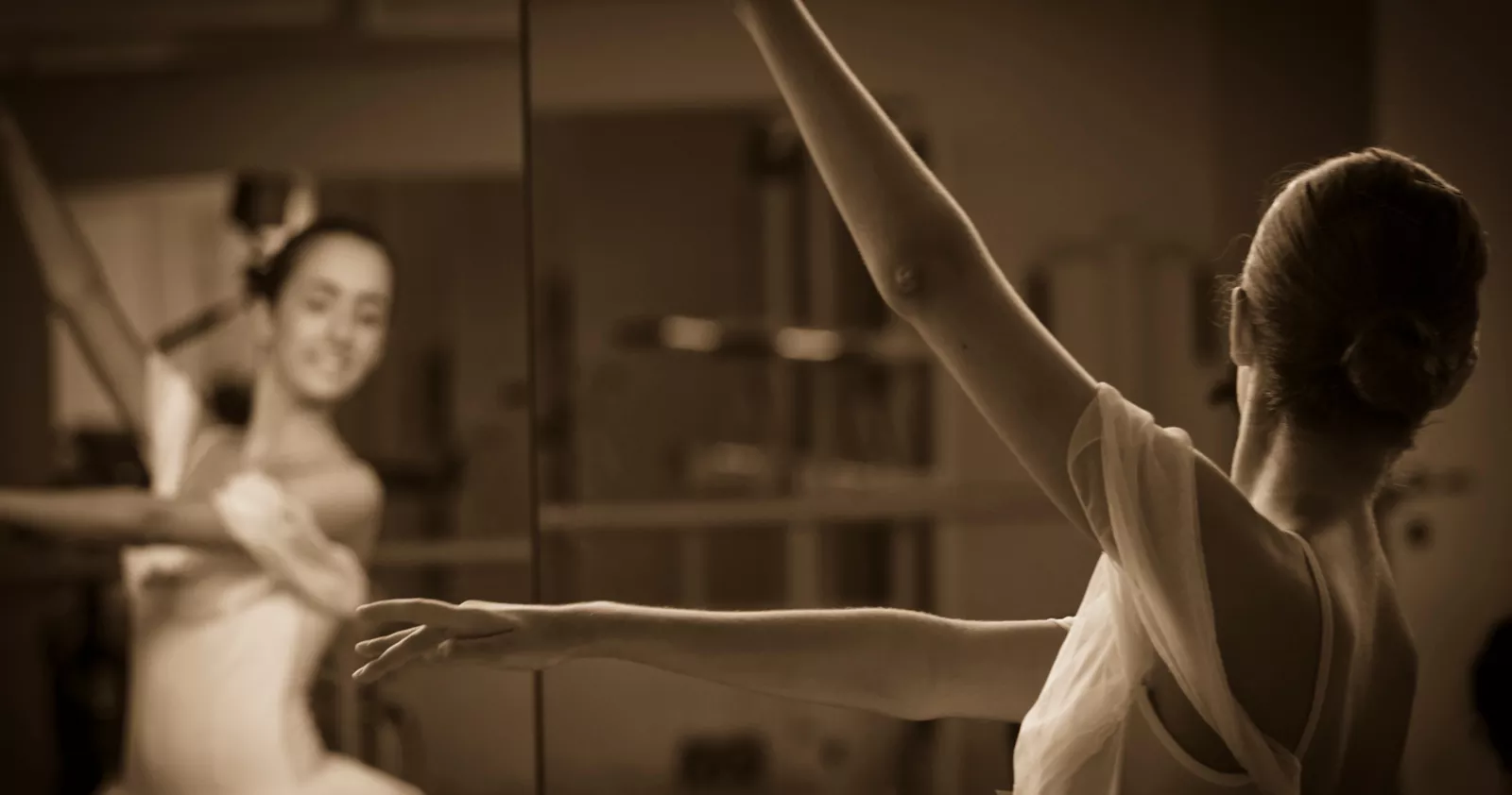 Girl dancing in ballet studio