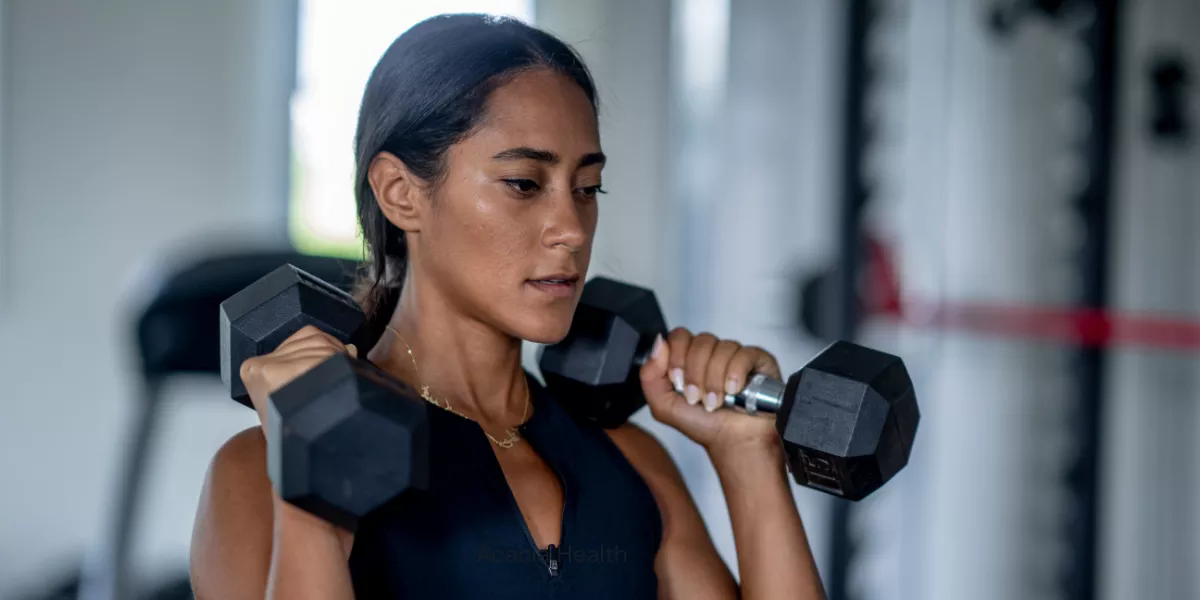 Woman working out with weights