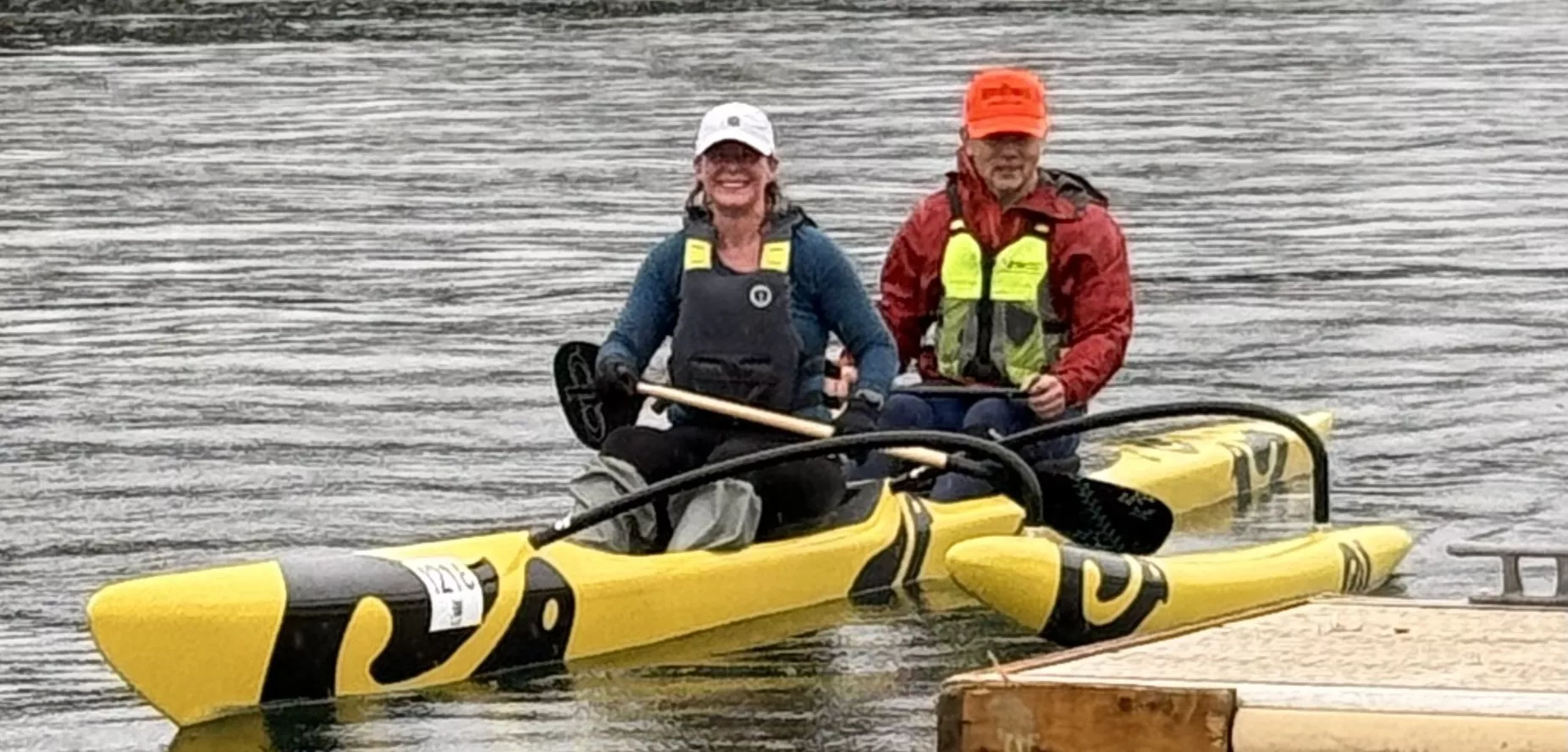 Teressa in an outrigger canoe in Victoria