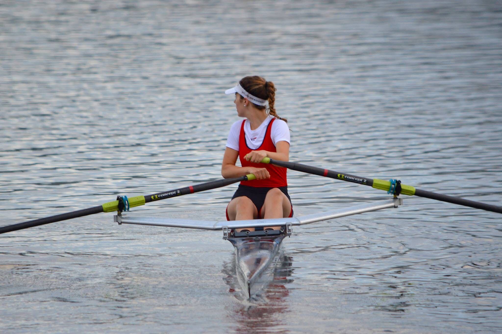Makala on the water in a row boat