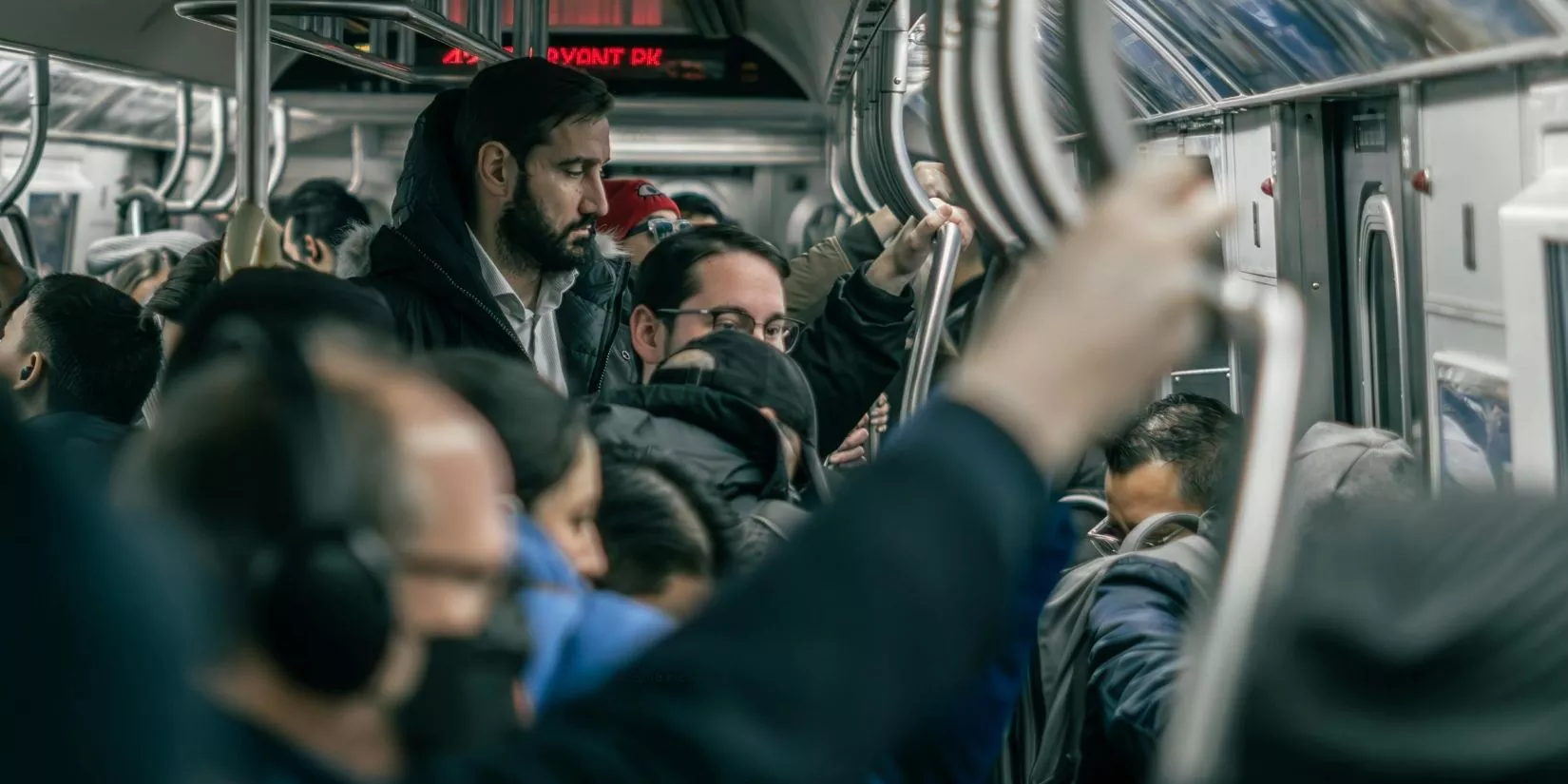 Crowded commuter train