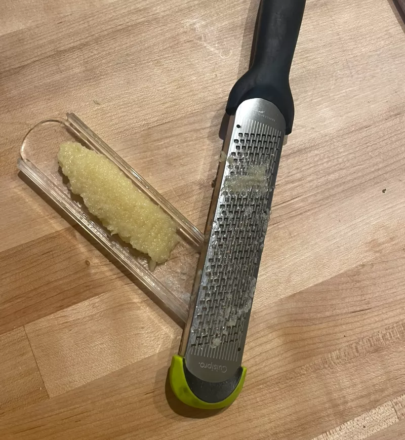 Microplane with ginger grated up