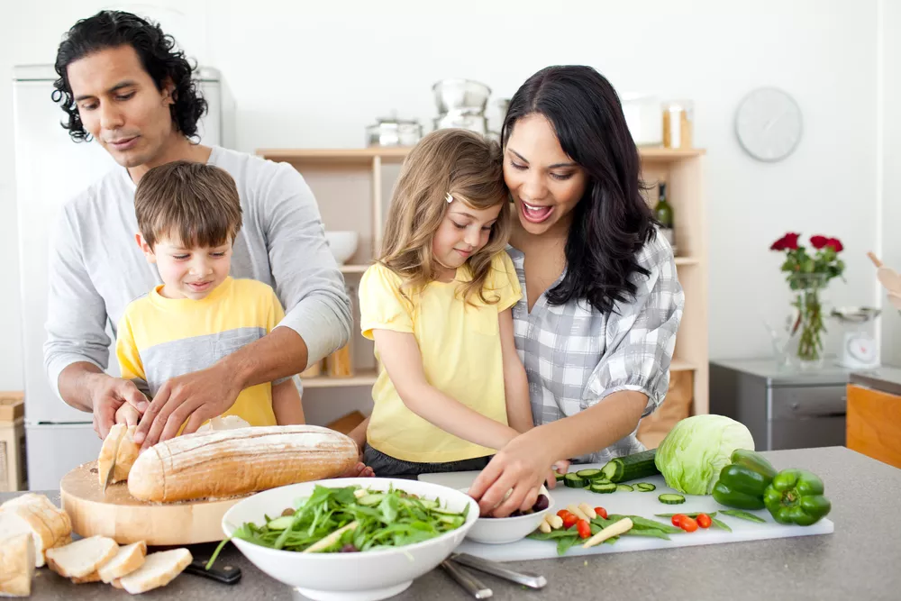Family cooking together
