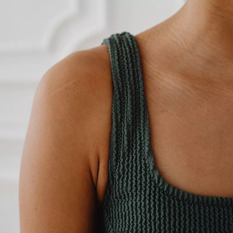 View of woman's shoulder